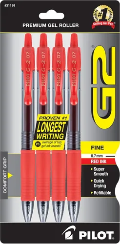 Miniatura 8 de Bolígrafos Pilot G2 Premium de Gel, punta fina de 0.7 mm, bolígrafos de tinta azul de punta fina, paquete de 4 - Ideal para la escuela, para llevar