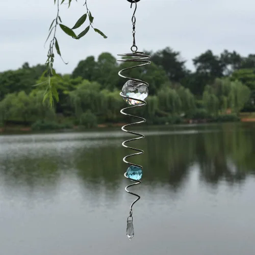 Miniatura 5 de Bola de observación en espiral con cola giratoria de viento StabilizeGr, decoración de interiores y exteriores, bola de cristal de acero inoxidable