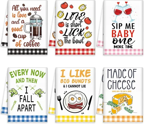 Miniatura 27 de Redbaker Juego de 6 toallas de cocina en blanco y negro con línea de arte abstracto, paños de cocina florales, paños de cocina modernos de mediados