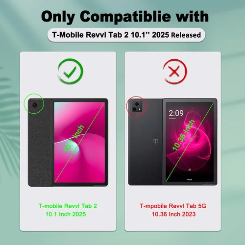 Miniatura 2 de Caweet Funda para T-Mobile Revvl Tab 2 de 10.1 pulgadas lanzada en 2025, carcasa rígida ligera con soporte de triple pliegue con cierre magnético