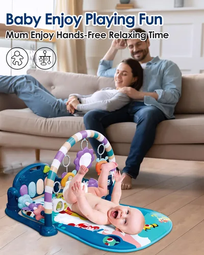 Miniatura 4 de dearlomum Alfombra de Juego para Bebés, Divertido Piano de Juego para Tiempo de Barriga con 5 Juguetes Sensoriales para Bebés, Música y Luces, Tigre