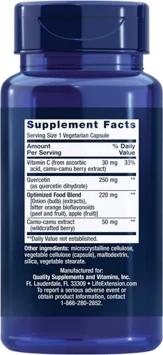 Miniatura 2 de Life Extension Quercetina optimizada de 250 mg apoya la salud inmune, la salud del corazón, sin OGM, sin gluten - 60 cápsulas vegetarianas