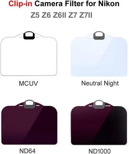 Miniatura 2 de Kase Kit de filtro de clip 4 en 1 (MCUV/ND64/ND1000/Noche Neutral) para cámaras Nikon Z Mount Z5 Z6 Z6II Z6III Z7 Z7II Z8 Z9 Zf, vidrio óptico