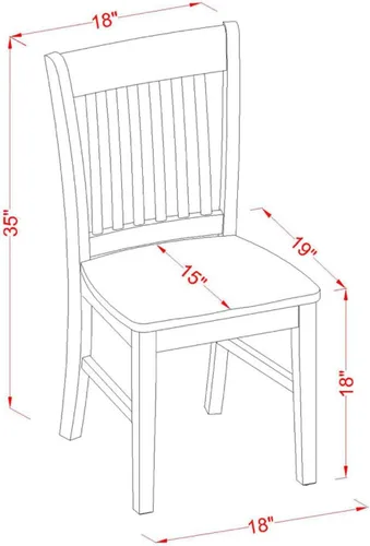 Miniatura 5 de East West Furniture OXNO5-LWH-W - Juego de comedor de 5 piezas, incluye una mesa cuadrada y 4 sillas de comedor de cocina, 36 x 36 pulgadas