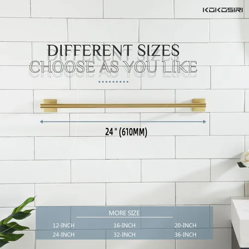 Miniatura 3 de KOKOSIRI Barra de toallas de baño, soportes de toallas de baño para inodoro, armario de cocina, montaje en pared, 24 pulgadas, acero inoxidable Oro