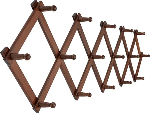 Miniatura 11 de SKOLOO Perchero para sombreros de pared con 17 ganchos, madera maciza, moderno, ampliable, perchero de pared para abrigos, sombreros, bolsos, gorras