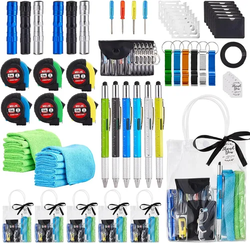 Miniatura 8 de 60 Piezas Premios para Baby Shower para Hombres, 6 Juegos con Paño de Limpieza, Abrebotellas, Destornillador, Cinta Métrica, Llavero, Herramienta