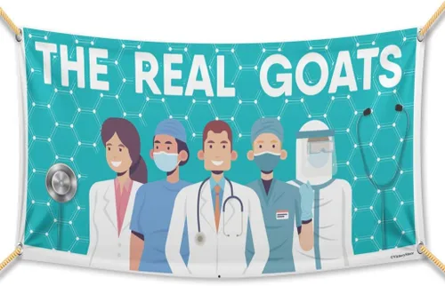 VictoryStore Pancarta impermeable de agradecimiento al personal médico, cartel de hospital, vinilo impermeable (las cabras reales (2 x 4)