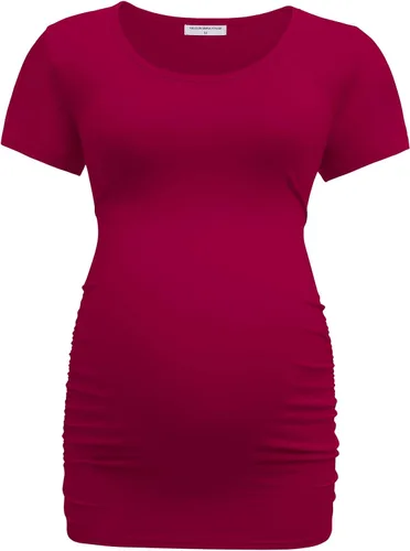 Miniatura 2 de Bearsland - 3 Camisetas de maternidad para mujer, camisetas clásicas de manga corta con lateral fruncido para madres, ropa de embarazo