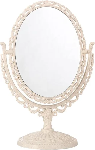 Schones Geschaft - Espejo de maquillaje de mesa de 2 caras, espejo giratorio vintage para tocador, espejo cosmético para baño, dormitorio, vestidor,