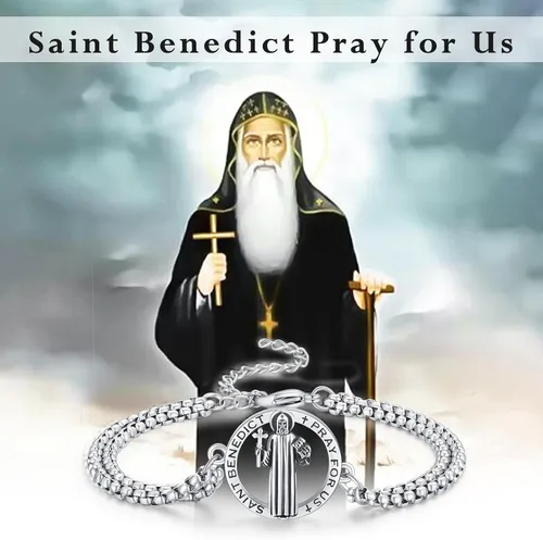 Miniatura 63 de Pulsera unisex de San Miguel/Cristóbal/Benedicto/Jude/José/Guadalupe/Ángel de la Guarda/Santa Muerte Pulsera de plata de ley 925 con cadena de doble