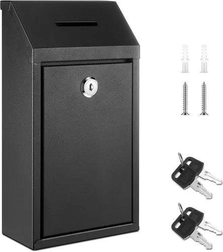 Miniatura 23 de Yaocom Caja de dinero de metal para donación de dinero para colección de soportes de granja, caja de sugerencias segura con candado montado