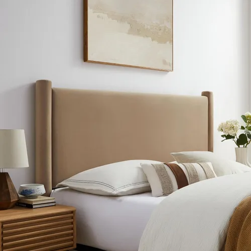 Miniatura 11 de Modway Rael - Cabecero tapizado para cama individual con pilares en Alabastro – Cabecero de terciopelo – Cabecero de terciopelo de terciopelo