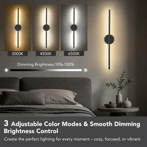 Miniatura 2 de TONYFUL Battery Operated Wall Sconce Set of 2 for Bedroom, Living Room Rechargeable, 6000mAh Dimmable Bulbs, Remote, 3000K-6500K LED Wall Lights