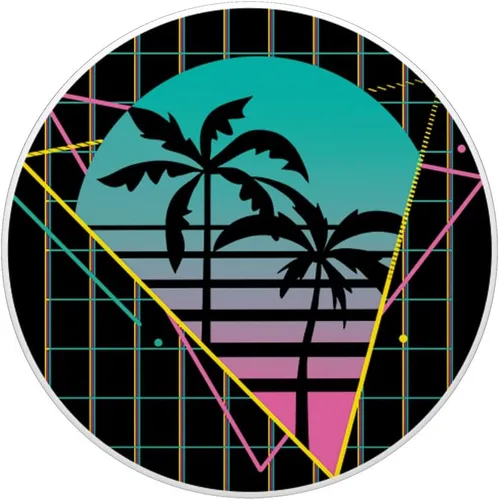 Miniatura 3 de PopSockets retro de los años 90 con ondas de vapor palmeras Synthwave Tropical Summer PopSockets intercambiables PopGrip