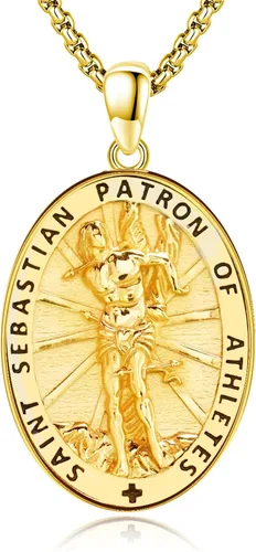 Miniatura 336 de Collar de plata de ley 925 con medalla de San Patrón, colgante de protección católica, amuleto, joyería religiosa para hombres y mujeres