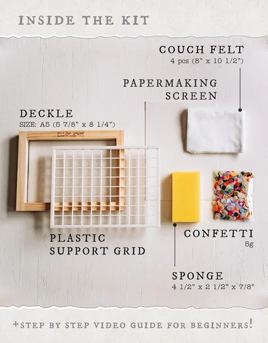 Miniatura 5 de Kit de Fabricación de Papel A5 Impermeable Su Jae Paper: Kit de Arte Moderno para Adultos y Niños con Instrucciones en Vídeo