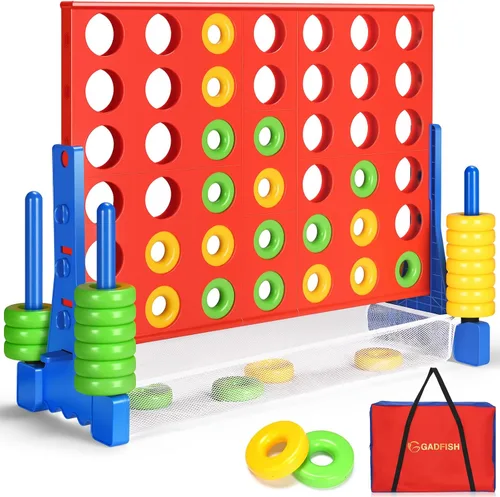 Miniatura 7 de GADFISH Gigante 4 en una fila: 2.6 pies de alto para exteriores 4 en una fila, perfecto para uso en interiores y exteriores, juego gigante de 4