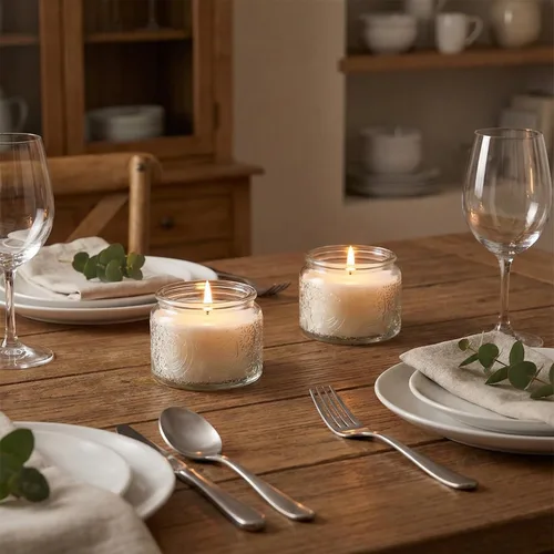 Miniatura 8 de Paquete de 18 unidades de recipientes de vela de vidrio en relieve de 4 onzas con tapas y etiquetas, tarros de vela transparentes para hacer velas