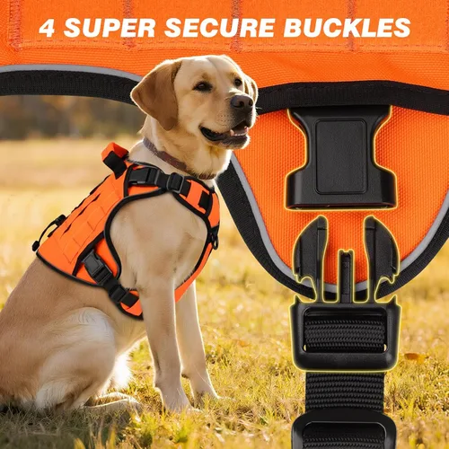 Miniatura 4 de WINGOIN - Arnés táctico para perros grandes, ajustable, reflectante, K9, para perros pequeños, arnés de servicio, con asa para caminar, senderismo