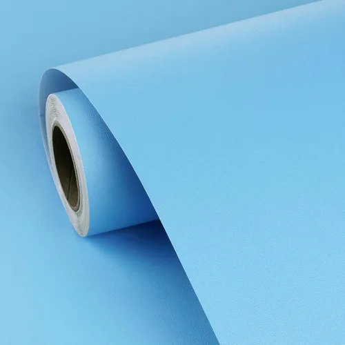 Miniatura 9 de FunStick Papel tapiz azul claro para despegar y pegar, papel adhesivo azul cielo para armarios, escritorio, paredes de aula, papel tapiz