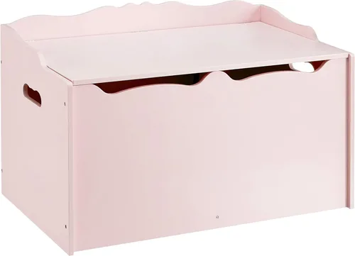 Amazon Basics Caja de juguetes para niños, baúl organizador de madera, rosa, 30 x 18 x 19 pulgadas