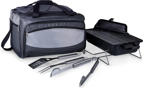 Miniatura 5 de ONIVA – una marca Picnic Time Buccaneer - Bolsa portátil para parrilla de carbón y hielera, (negro con detalles en gris)