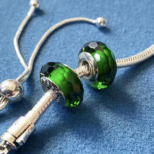 Miniatura 2 de 2 dijes de cristal de Murano para pulseras Pandora, dijes de plata de ley 925 para pulseras, dijes de Navidad verde y rojo, muñeco de nieve