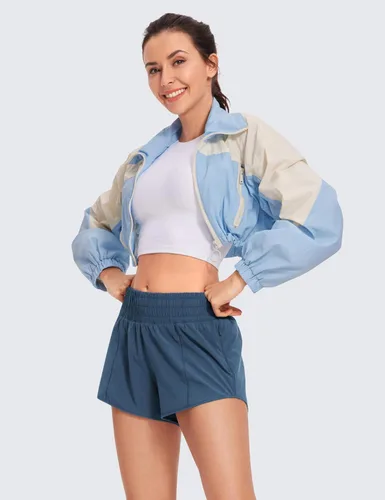 Miniatura 21 de CRZ YOGA Pantalones cortos de correr de cintura alta para mujer de 2.5 pulgadas, forro de malla de secado rápido para entrenamiento deportivo