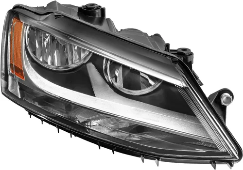 Miniatura 3 de Conjunto de faro delantero, carcasa cromada, reflector ámbar compatible con Jetta 2011-2018, paquete de 1 (lado derecho del pasajero)