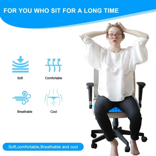 Miniatura 9 de EVEME Cojín de asiento de gel para sentarse durante mucho tiempo con funda antideslizante, cojín de asiento refrescante, diseño de panal