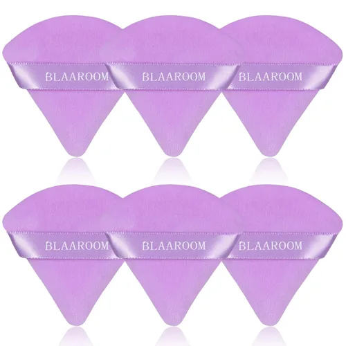 Miniatura 11 de 6 piezas de terciopelo de maquillaje de cara de triángulo suave para polvo suelto, polvo mineral, polvo corporal, base cosmética húmeda y seca