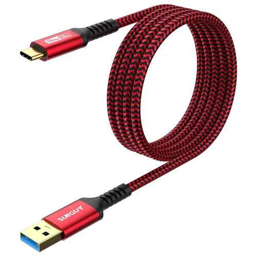 SUNGUY - Cable USB C 10Gbps 3.1 Gen 2, [1,5 m], USB A a USB C, 3A de carga rápida, para Android Auto, Cable USB C CarPlay, compatible con iPhone Rojo