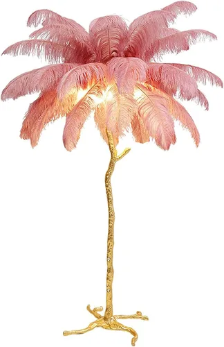 Miniatura 8 de Lámpara de Pie Natural de Pluma de Avestruz, Lámpara de Pie LED Moderna Regulable, Lámpara de Rincón Romántica de Princesa para Dormitorio