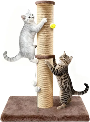 Miniatura 9 de Poste rascador para gatos de 36 pulgadas de alto, poste rascador de sisal grande para gatos de interior, torre rascadora resistente para gatos