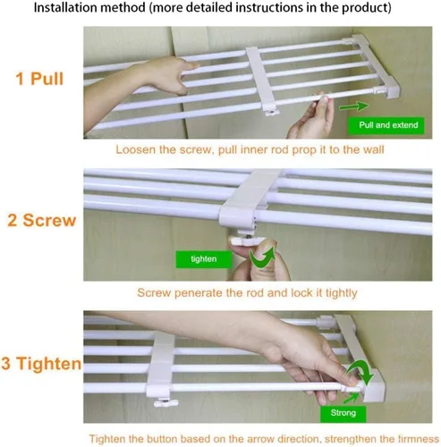 Miniatura 4 de Organizador de estante ajustable, estante extensible y barra de armario sin taladrar para armario, estantería de cocina (10.3 a 14.9 pulgadas)