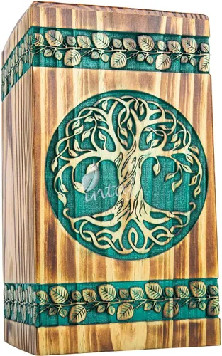 Miniatura 4 de Urna de palisandro hecha a mano para cenizas humanas, urnas de madera para adultos del árbol de la vida hechas a mano, urna de cremación fúnebre