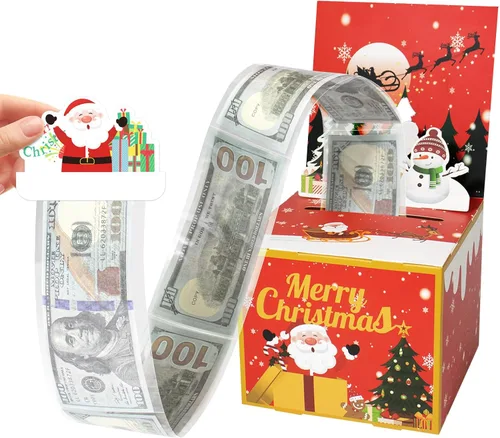 Miniatura 13 de Caja de dinero para regalo en efectivo con mecanismo de tirar, caja de regalo de dinero de Feliz Navidad, caja de regalo sorpresa con mecanismo