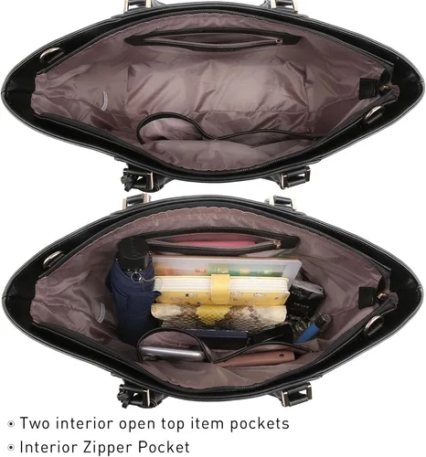 Miniatura 5 de DASEIN - Bolsa de mano para mujer, bolsa tipo bandolera, asa superior, bolsa plana para trabajar