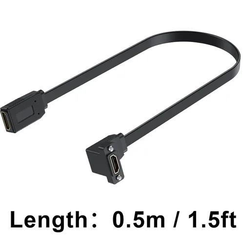 Miniatura 7 de Poyiccot Cable HDMI plano, cable de extensión HDMI de montaje en panel 4K, 18 Gbps en ángulo superior hembra a hembra, compatible con Ethernet 3D 4K
