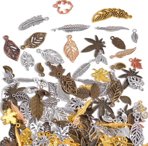 stino - 100 g de dijes colgantes de metal para hacer joyas, lote de dijes bañados en plata y oro para pulseras, collares y manualidades, dijes de