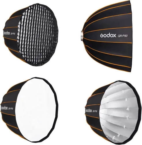 Miniatura 7 de GODOX QR-P90 - Caja de luz parabólica de 35.4 pulgadas/90CM, cajas suaves de montaje Bowens, caja de luz parabólica de liberación rápida