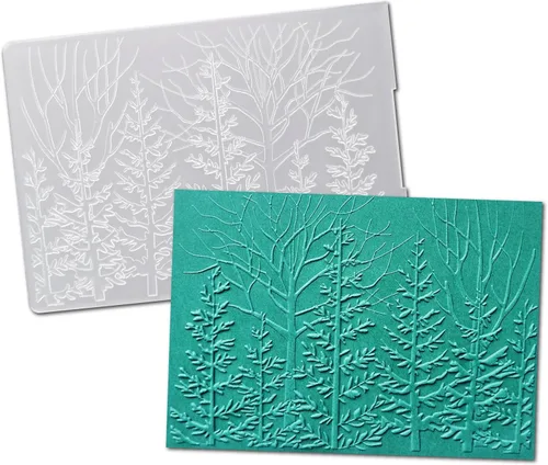 Miniatura 13 de DIYology Carpetas en relieve 3D de bosque para hacer tarjetas, fondo de abedul con textura de fondo en relieve para manualidades, manualidades