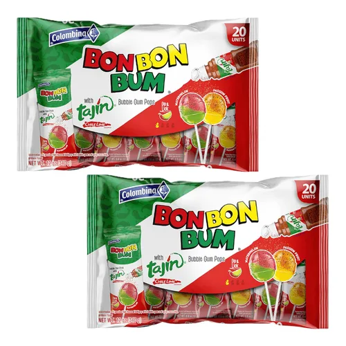 Miniatura 15 de Colombina Bon Bon Bum Tropical Maracuyá y Sandía con Condimento Tajin Chile Lima, 20 Unidades (Paquete de 1)