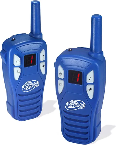 Little Pretender Walkie Talkies para niños, rango de 2 millas, 3 canales, luz de flash incluida