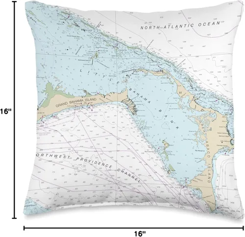 Miniatura 4 de 15 Degrees East Nautical Chart-Abaco Islands, Bahamas, Caribe, 16 x 16, multicolor