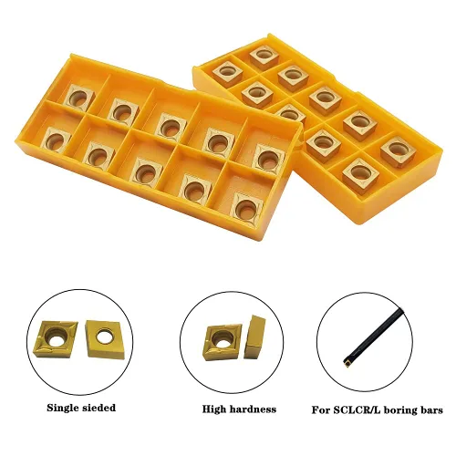Miniatura 3 de 20 piezas CCMT09T304/CCMT32.51 Insertos de torneado de carburo, CCMT Insertos de repuesto de torno CNC multicapa recubiertos para torno de torneado