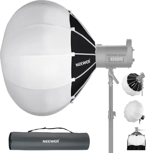 Miniatura 9 de NEEWER Caja de luz de linterna de 26 "/65 cm, difusor de luz de liberación rápida 360° Bowens Mount Softbox con aleación de nailon ligero para RGB