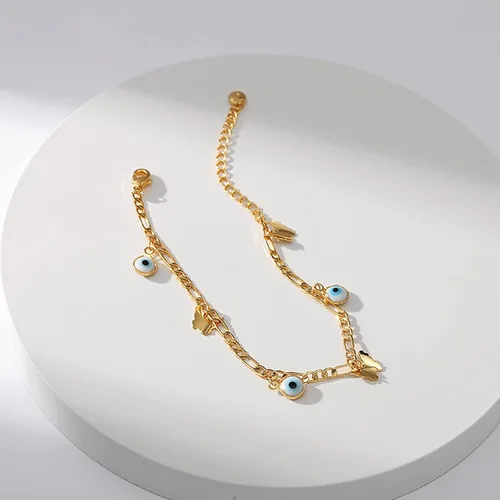 Miniatura 56 de Delicadas pulseras de oro para mujer, chapado en oro 18, ajustable, mal de ojo, mariposa, cuentas, perla, corazón, turquesa, hecha a mano para mujer