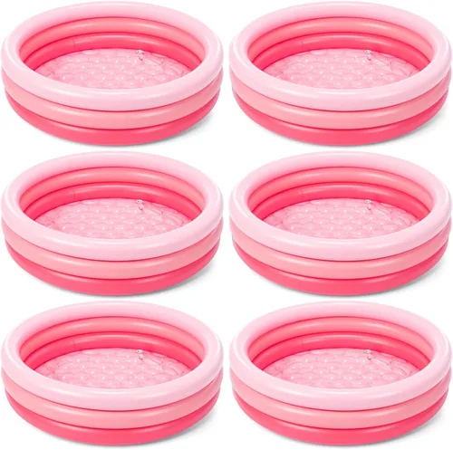 Miniatura 15 de VioraWhite Paquete de 4 piscinas inflables para niños pequeños de 48 x 10 pulgadas, color turquesa, piscina pequeña de 3 anillos redondos